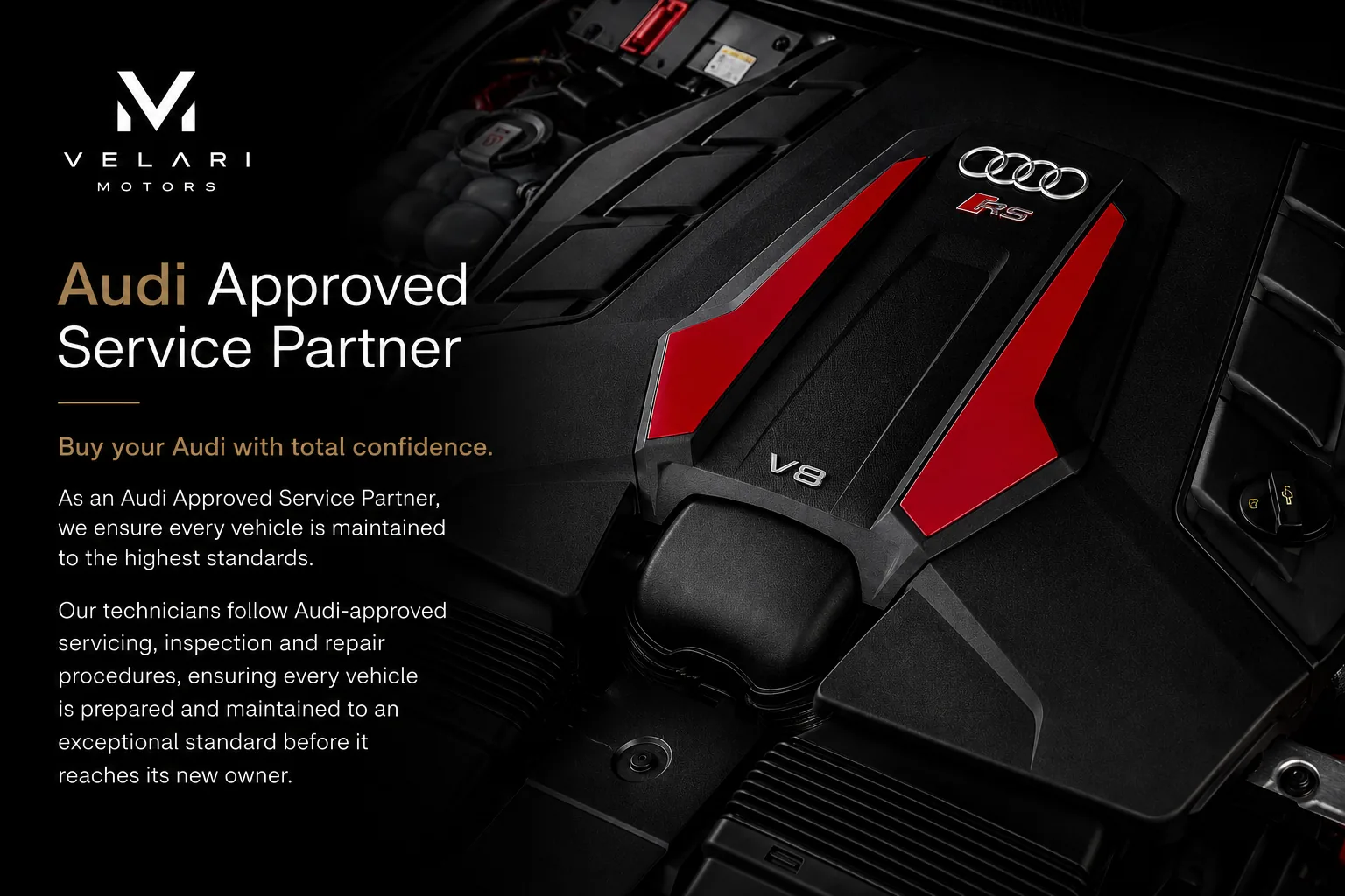 Velari Motors — Audi Approved Service Partner. Buy your Audi with total confidence.